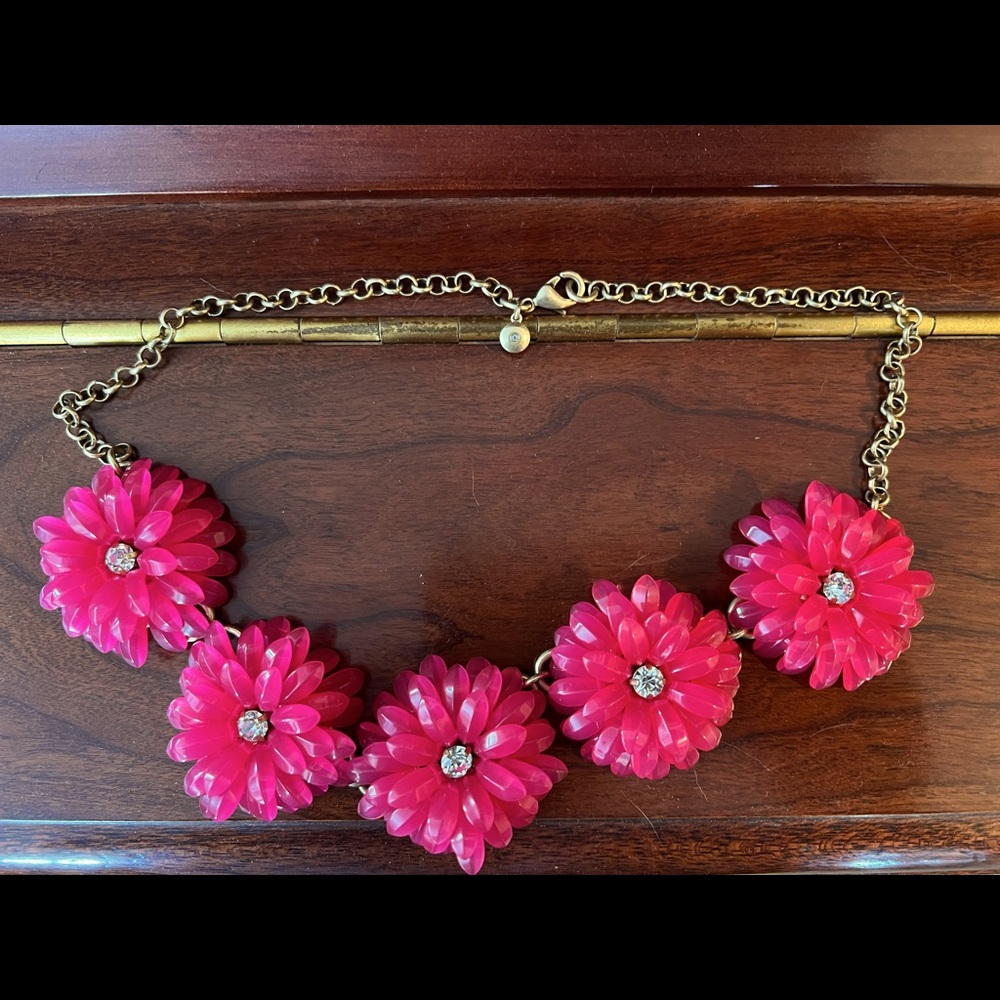 J Crew statement necklace. Fabulous pink flowers. NWOT